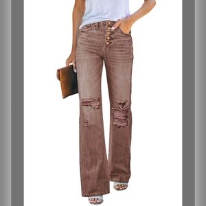 Women’s Size Small Distressed Button Fly Jeans 98% Cotton Dusty Mauve Super Soft